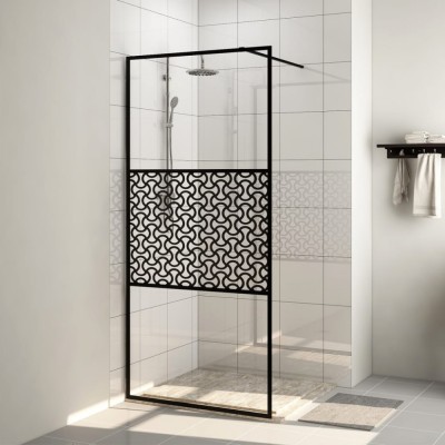 vidaXL Paravan duș walk-in, negru, 100x195 cm, sticlă ESG transparentă foto