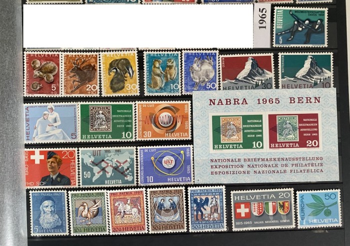 ELVETIA 1965, An complet, serii MNH