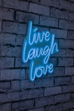 Decoratiune luminoasa LED, Live Laugh Love, Benzi flexibile de neon, DC 12 V, Albastru, Neon Graph