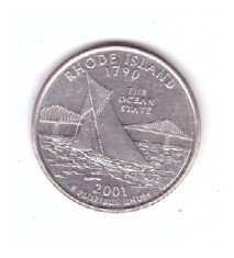 Moneda SUA 25 centi/quarter dollar 2001 P, Rhode Island 1790, stare buna, curata