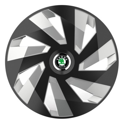 Set 4 Capace Roti, potrivite jantelor de R16, pentru Skoda, model vector black and silver foto