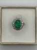 Inel Aur Alb 18K, Smarald Natural 5CT, Diamante 0.80ct, Vintage, Marime 53