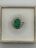 INEL AUR alb 18K + SMARALD Natural = 5CT + 16 Diamante = 0.80ct - Vintage !, 46 - 56