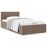 Cumpara ieftin Cadru de pat hidraulic cu ladă, gri taupe, 100 x 200 cm, textil