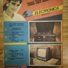 1989 Reclamă ELECTRONICA casetofoane stereo, TV SPORT comunism Bucuresti 24x15,5