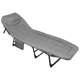 Pat pliabil camping Deluxe Trip cu spatar reglabil tip sezlong, 200x65x29 cm, gri Household NewTrend