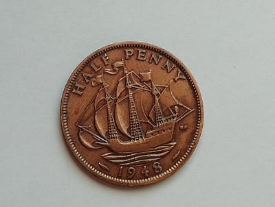 M3 C50 - Moneda foarte veche - Anglia - Half penny - 1948 foto