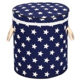Cos depozitare haine sau jucarii, 40x35cm, bumbac si in, 43 l, albastru marin Household NewTrend