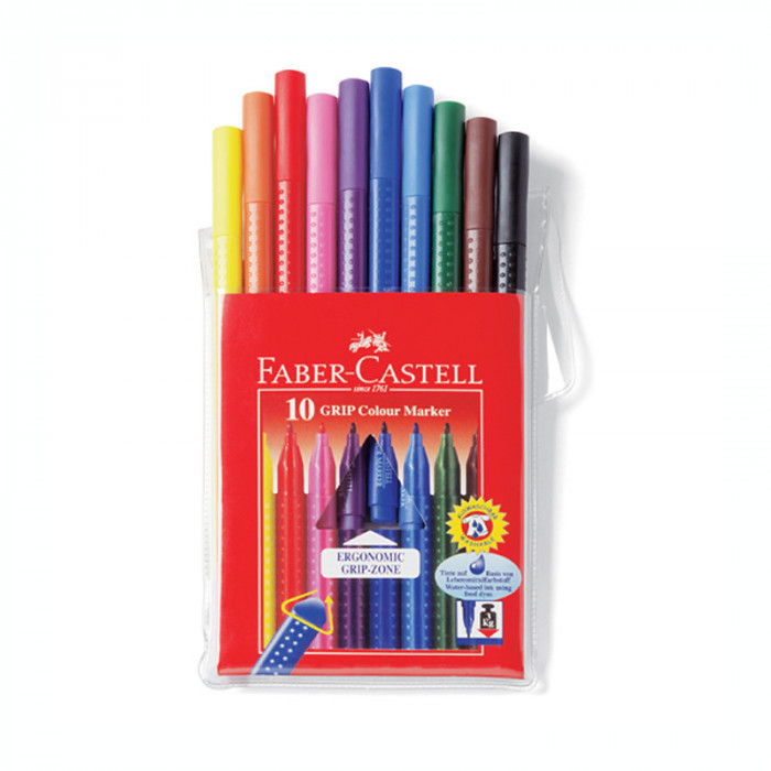 Carioca 10 culori cu grip Faber Castell 155310