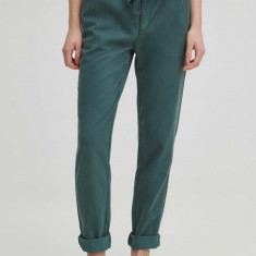 Medicine pantaloni femei, culoarea verde, fason chinos, high waist