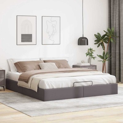 vidaXL Cadru pat otoman fără saltea gri 160x200 cm piele artificială 3310812 foto