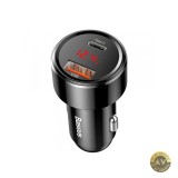 Incarcator Auto Baseus Magic Display Series 45W 6A 1 x USB-A - 1 x USB-C Negru CCMLC20C-01