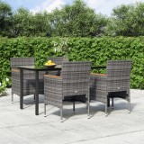 vidaXL Set de servit masa pentru grădină, 5 piese, gri și negru