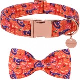 Cumpara ieftin Zgarda cu papion pentru caini, din bumbac, cu imprimeu colorat si vesel, marimea XL XL Foarte mare Multicolor Zgarda 3.8 cm 66 cm Da Bumbac