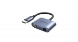 Adaptor audio Ugreen USB tip C (mascul) - USB tip C PD QC (femelă) + mini jack de 3,5 mm (femelă), gri