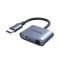 Adaptor audio Ugreen USB tip C (mascul) - USB tip C PD QC (femelă) + mini jack de 3,5 mm (femelă), gri