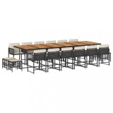 Cumpara ieftin Set mobilier de gradina cu perne, 17 piese, negru, poliratan
