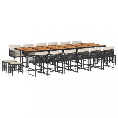 Set mobilier de gradina cu perne, 17 piese, negru, poliratan foto
