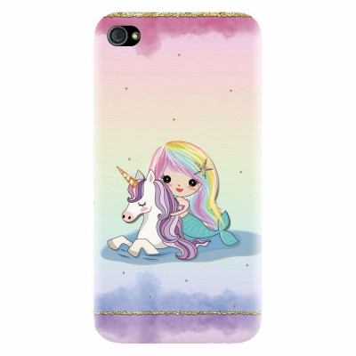 Husa silicon pentru Apple Iphone 4 / 4S, Mermaid Unicorn Play foto