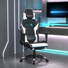 VidaXL Scaun de gaming cu suport picioare, negru/alb, piele ecologică