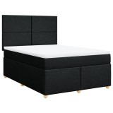 Cumpara ieftin Pat box spring cu saltea, negru, 140x200 cm, textil