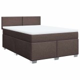 Cumpara ieftin Pat box spring cu saltea, maro inchis, 140x200 cm, textil