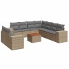 Set canapele de gradina cu perne, 10 piese, bej, poliratan