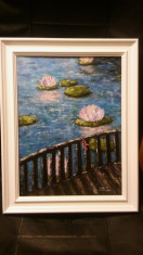 &amp;quot;Serenity in Blue&amp;quot; -Tablou pictat in culori acrilice, 30/40cm, Original. foto