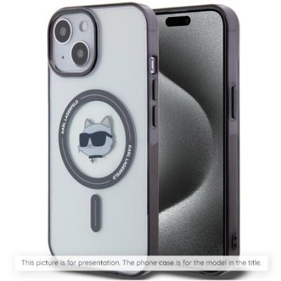 Husa pentru iPhone 16 - Karl Lagerfeld IML Crossbody MagSafe (KLHMP16SHCCHNT) - Transparent Choupette`s Head foto