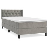 Cumpara ieftin Pat continental cu saltea, gri deschis, 80x200 cm, catifea