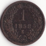Moneda Imperiul Austriac - 1 Kreuzer 1858 - E - Alba Iulia - An rar