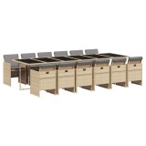 Set mobilier gradina cu perne, 13 piese, bej combinat poliratan