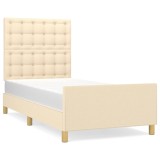 Cumpara ieftin Cadru de pat cu tablie, crem, 80x200 cm, textil