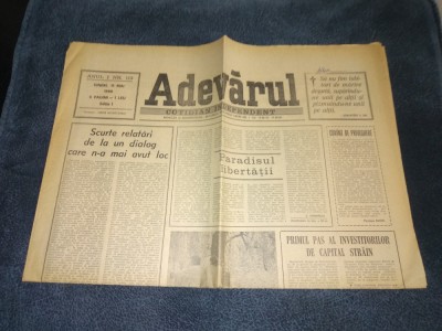 ZIARUL ADEVARUL 11 MAI 1990 REZULATATE ALEGERI foto