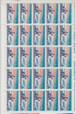 ROMANIA 1992 LP 1288 ZIUA MARCII POSTALE ROMANESTI COALA 25 DE TIMBRE MNH foto