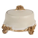 Caseta bijuterii polirasina bej auriu &Oslash; 14x9 cm