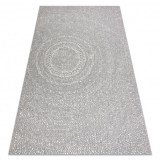 Covor sisal Flat 48832637 Cercuri, puncte gri / cremă, 140x200 cm, Dreptunghi