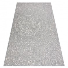 Covor sisal Flat 48832637 Cercuri, puncte gri / cremă, 120x170 cm