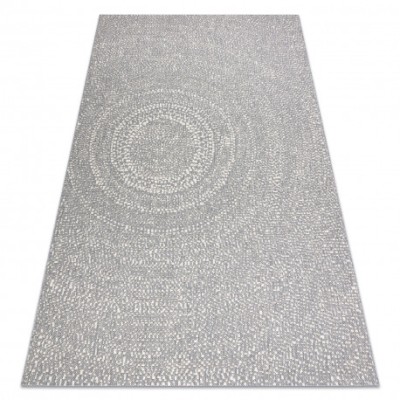 Covor sisal Flat 48832637 Cercuri, puncte gri / cremă, 200x290 cm foto