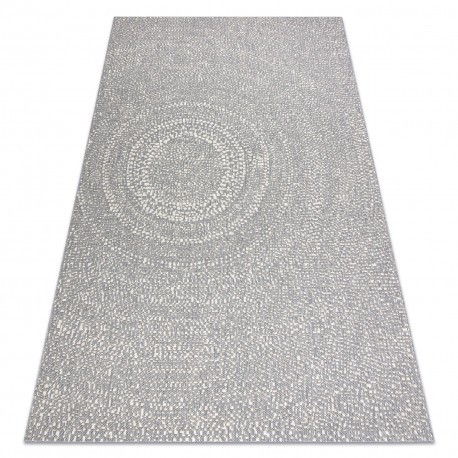 Covor sisal Flat 48832637 Cercuri, puncte gri / cremă, 200x290 cm