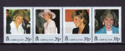✅( S7 ) Gibraltar 1998 &amp;quot;Printesa Diana- in memoriam &amp;quot; , serie Michel 818/821 , MNH foto