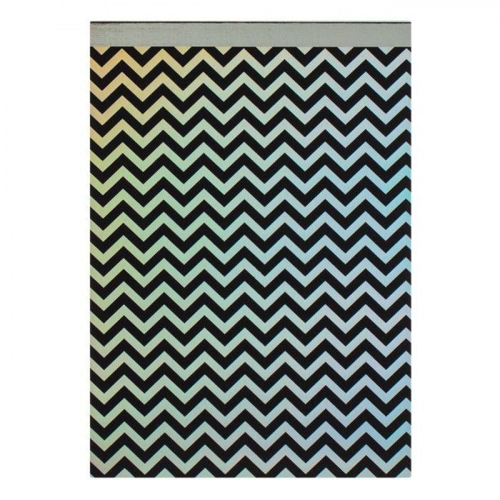 Carnet Notițe, A5, Copertă Holografică, Model Zigzag Negru, 50 File