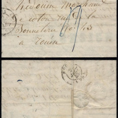 France 1848 Postal History Rare Stampless Cover + Content Paris to Rouen DB.299