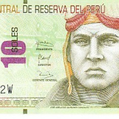 M1 - Bancnota foarte veche - Peru - 10 soles - 2016