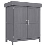 Outsunny Dulap de Gradina cu 2 Rafturi si 2 Usi, Lemn, 74x43x88 cm, culoarea lemnului | Aosom Romania