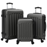 vidaXL Set de valize 3 piese Carcasă tare Gri &icirc;nchis 20&#039;&#039; 24&#039;&#039; 28&#039;&#039; ABS