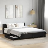 VidaXL Cadru de pat cu sertare, negru, 140x200 cm, lemn prelucrat