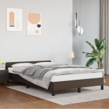 VidaXL Cadru de pat cu tăblie, maro, 120x200 cm, piele ecologică