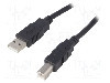 Cablu USB A mufa, USB B mufa, USB 2.0, lungime 3m, negru, BQ CABLE - CAB-USBAB/3-BK