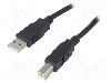 Cablu USB A mufa, USB B mufa, USB 2.0, lungime 0.5m, negru, BQ CABLE - CAB-USBAB/0.5-BK